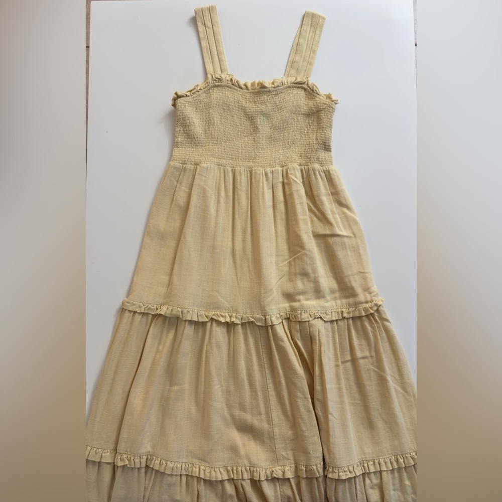 Express Light Yellow Smocked Maxi Dress